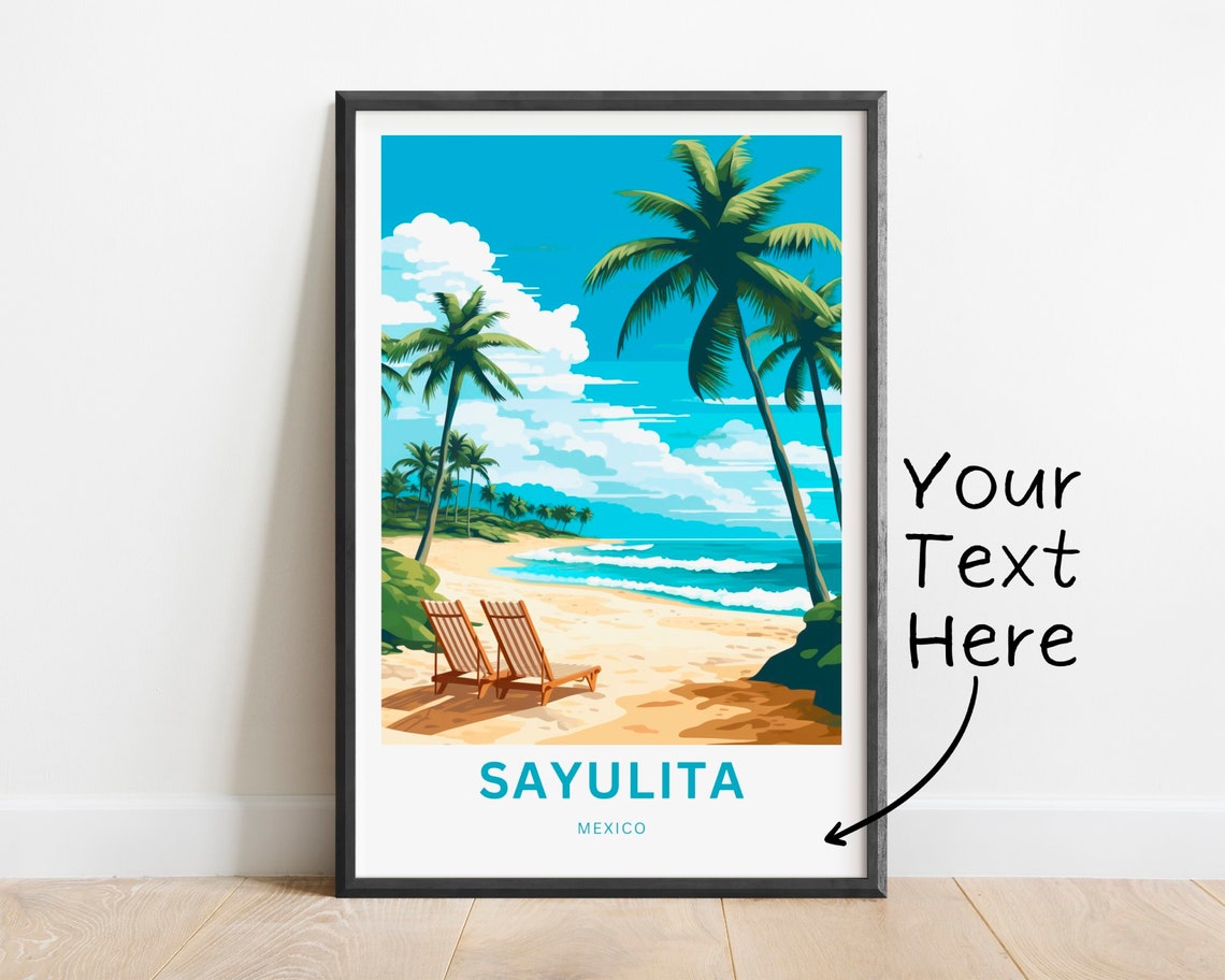 Personalized Sayulita Mexico Palm Beach Lounge Chairs Poster