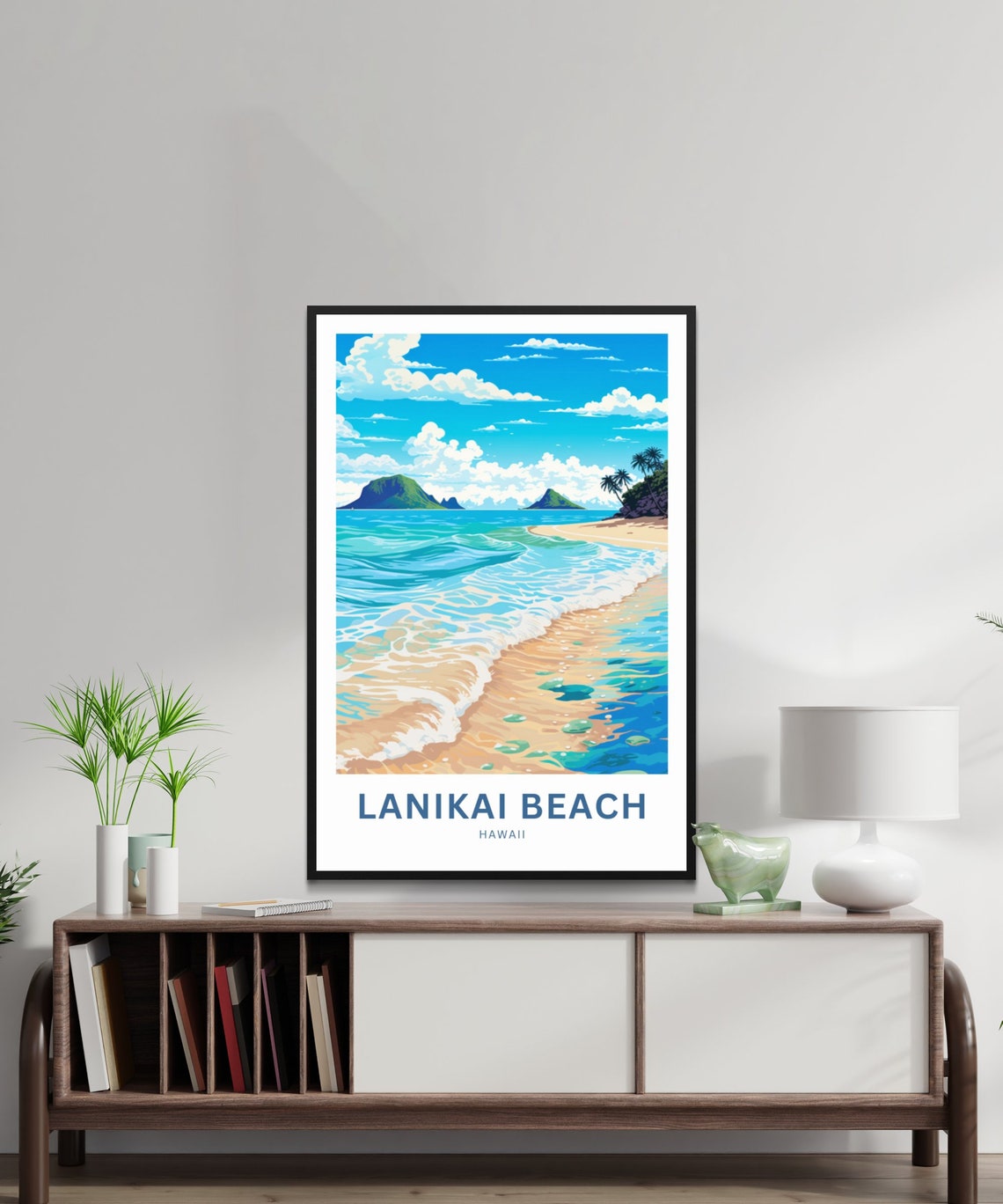 Lanikai Beach Hawaii Personalized Turquoise Surf Waves Travel Poster - Image 2