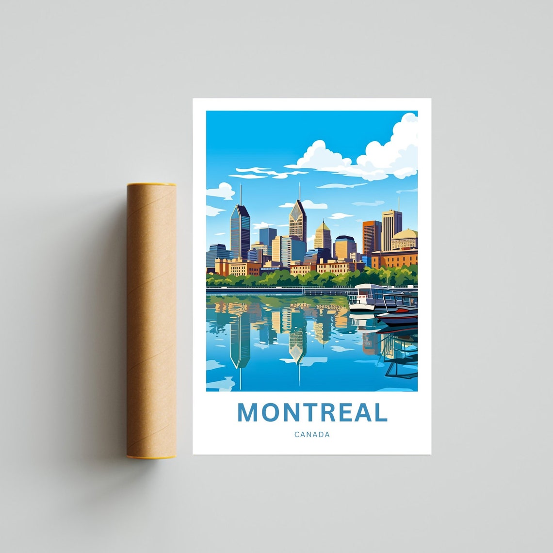Personalized Montreal Canada Old Port Boats Waterfront Scene Poster - Image 4