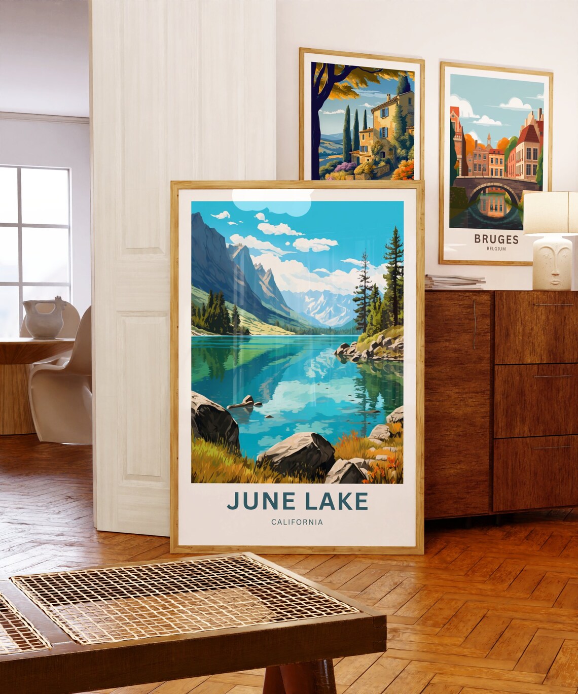 June Lake California Lake Shore Boulders Peak Vista Travel Poster - Image 5