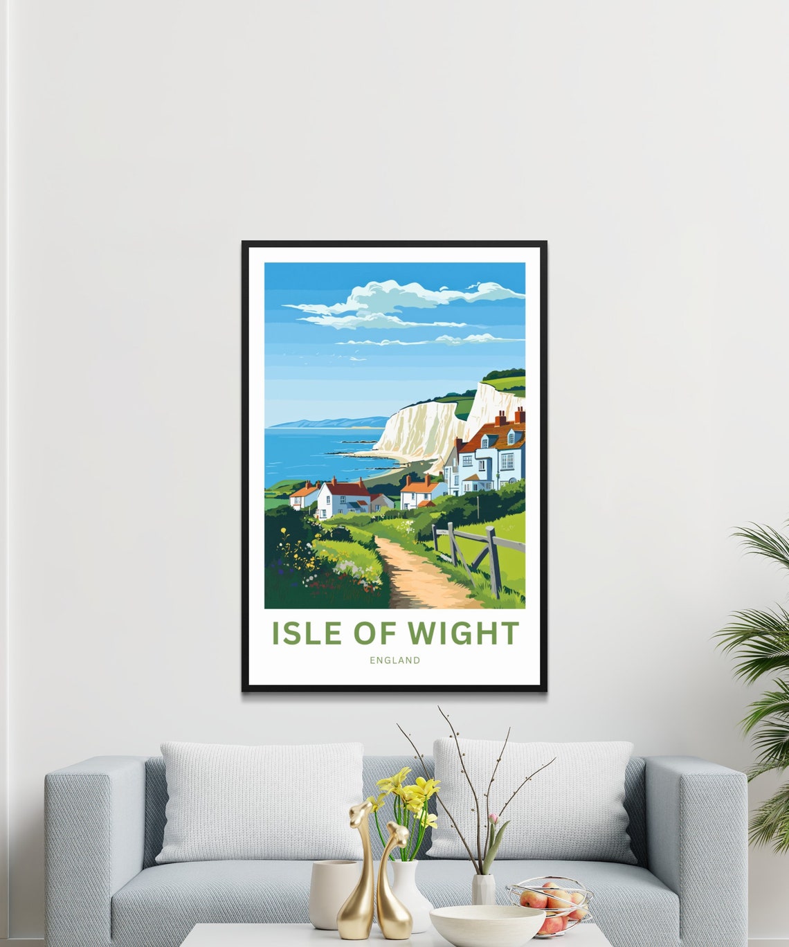 Isle of Wight England White Cliffs Personalized Coastal Poster - Image 3