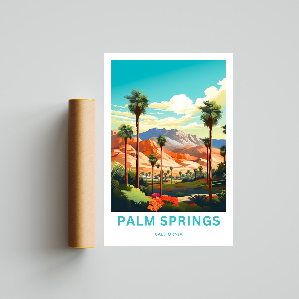 Palm Springs California Desert Palms Mountain Valley Travel Poster - Image 4