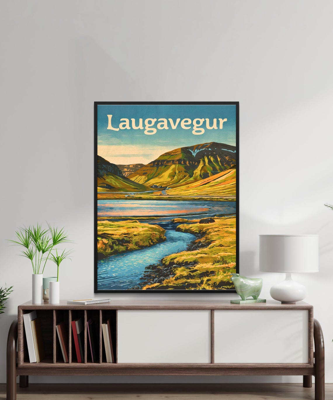 Laugavegur Iceland Golden Valley River Vintage Travel Poster - Image 4