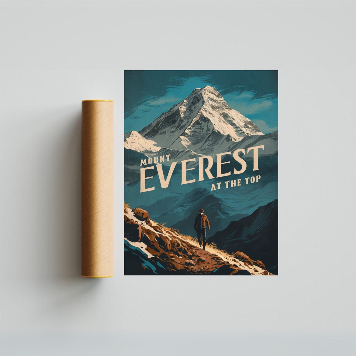 Mount Everest Summit Ridge Climber Mountain Adventure Vintage Poster - Image 3