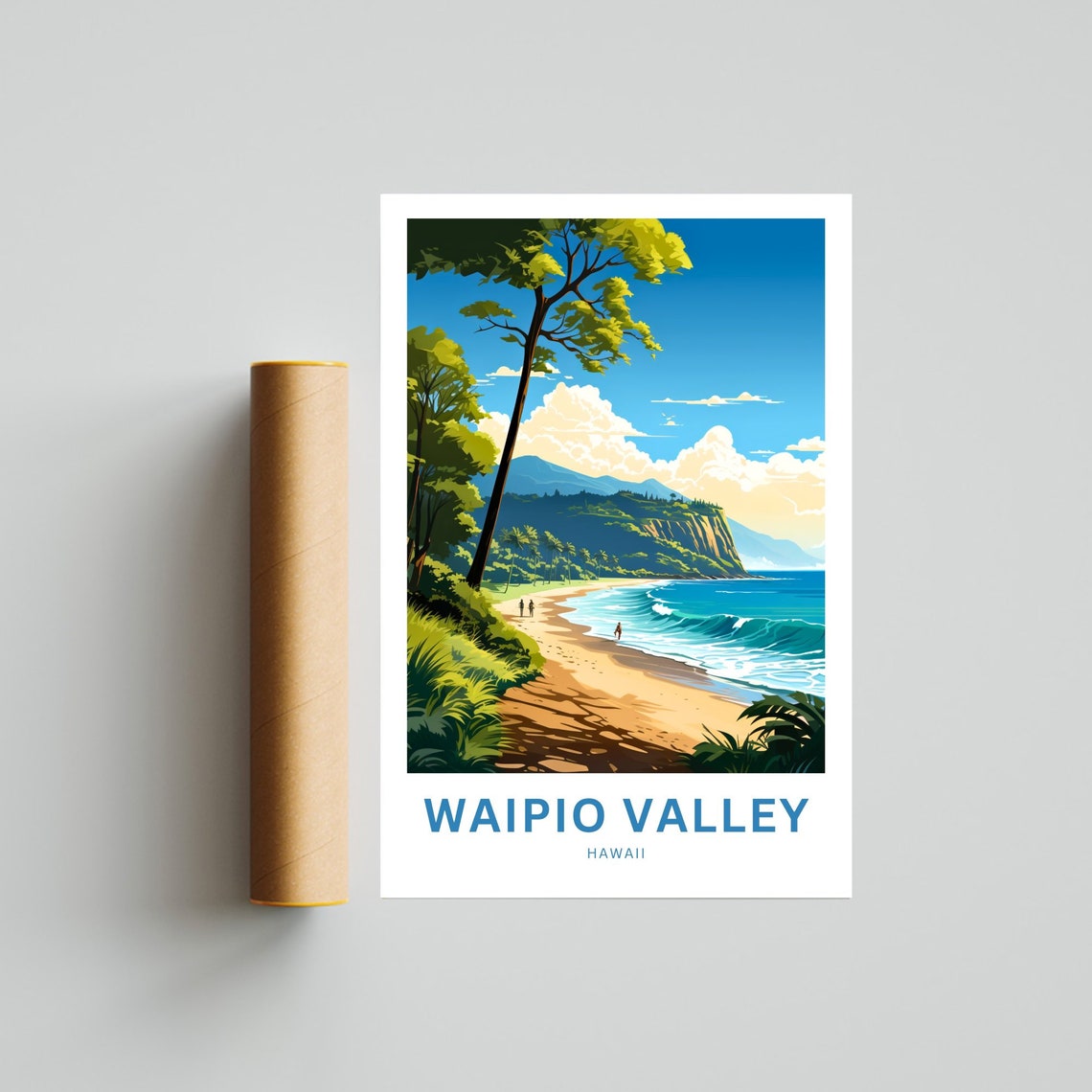 Waipio Valley Hawaii Personalized Tropical Beach Cliffs Travel Poster - Image 4