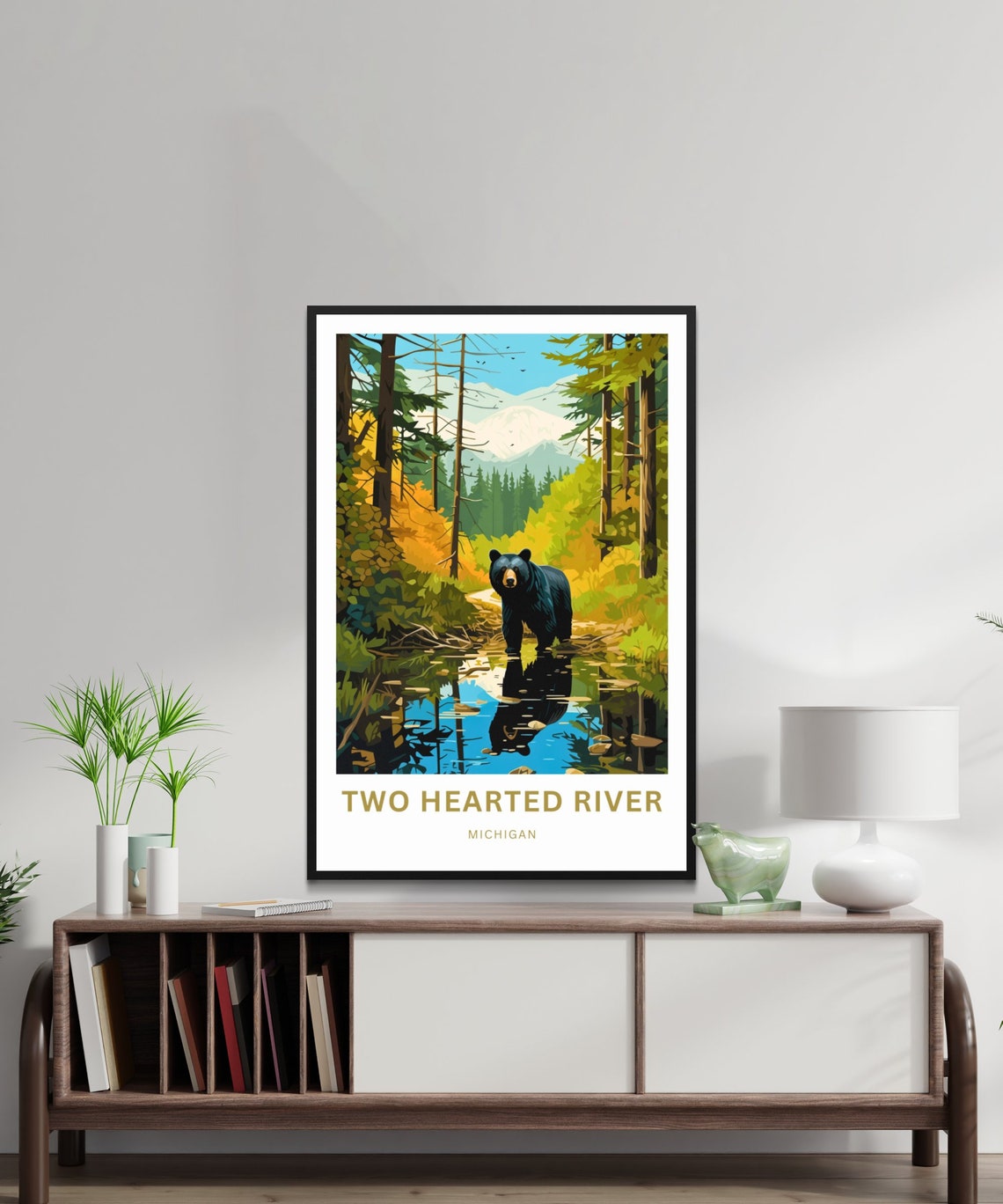 Personalized Two Hearted River Black Bear Custom Vintage Travel Poster - Image 3