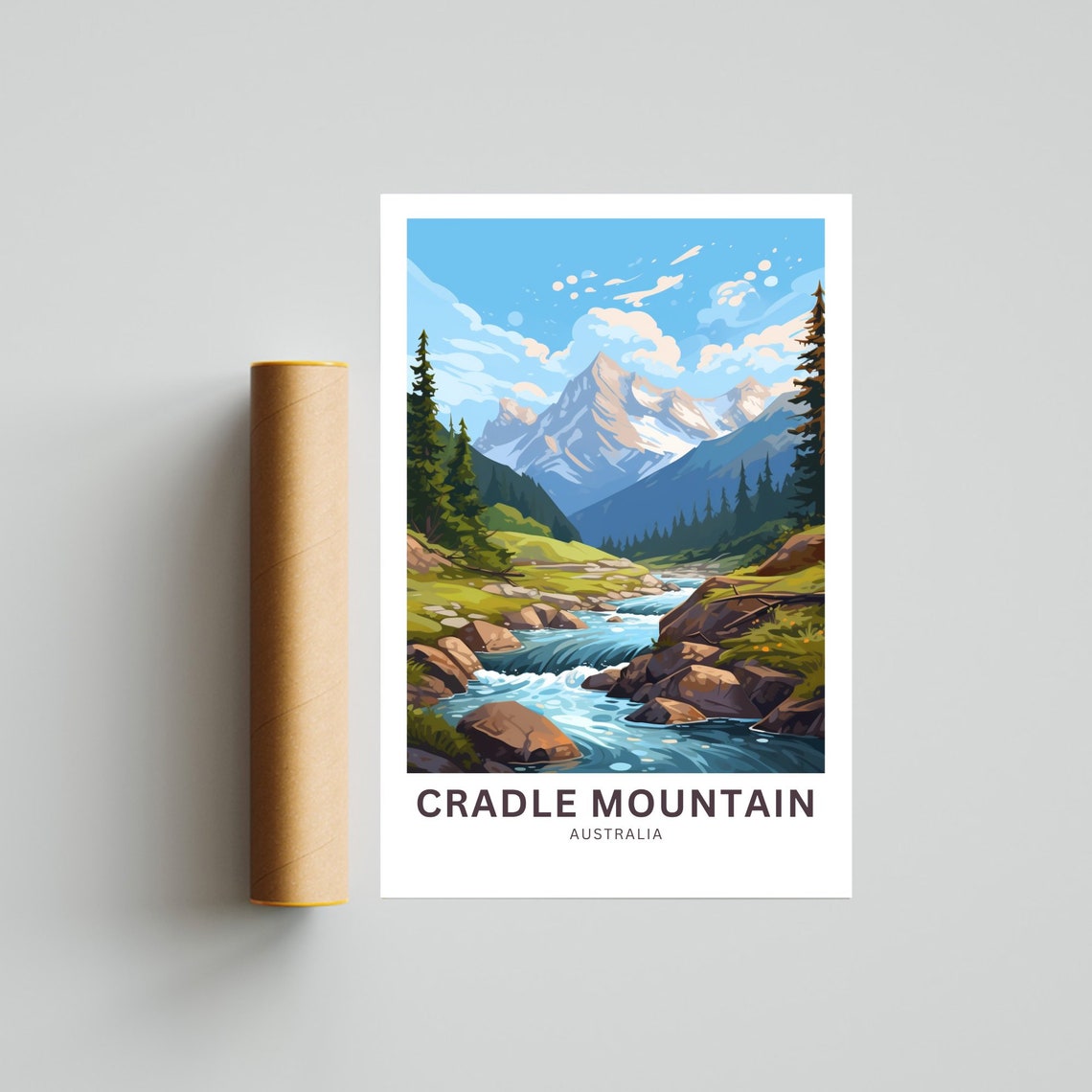 Personalized Cradle Mountain Australia Stream Custom Travel Poster - Image 4
