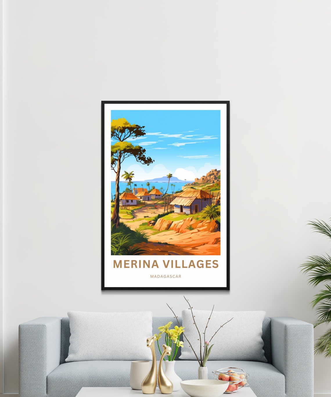Merina Villages Madagascar Thatched Huts Tropical Scene Art Poster - Image 3