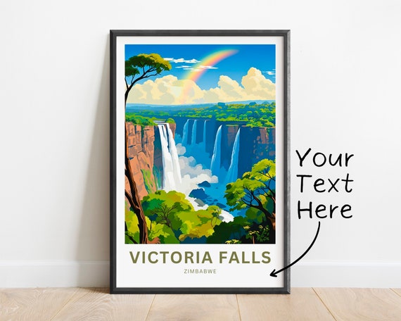Personalized Victoria Falls Travel Print Victoria Falls Poster Zimbabwe Wall Art Framed Present Gift Africa Present