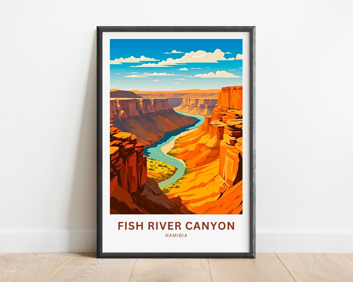 Fish River Canyon Travel Print Fish River Canyon Poster Namibia Wall Art Framed Present Gift Namibia Present