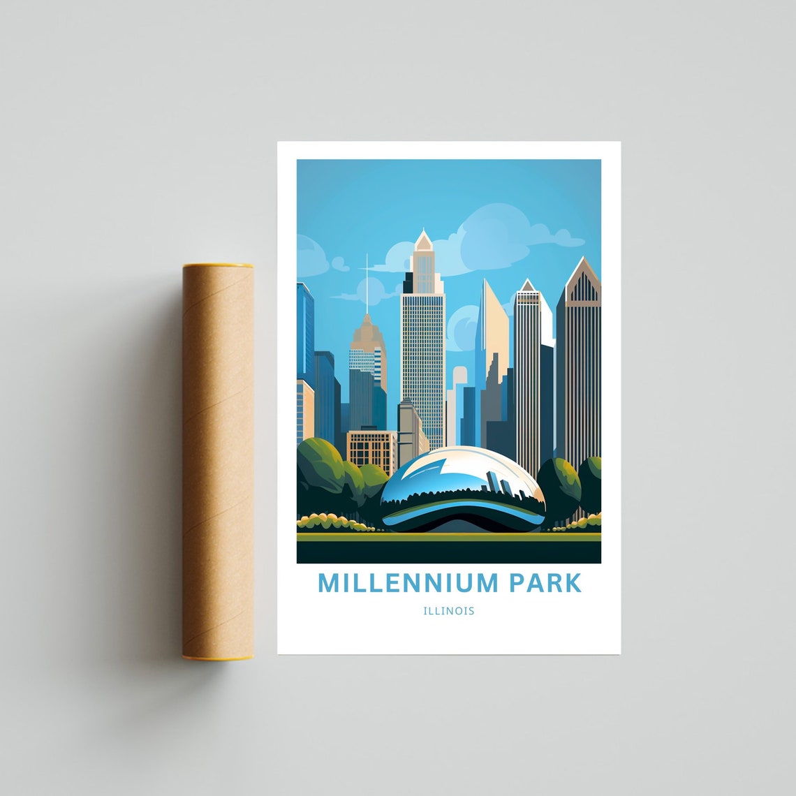 Personalized Millennium Park Chicago Skyline Cloud Gate Poster - Image 4