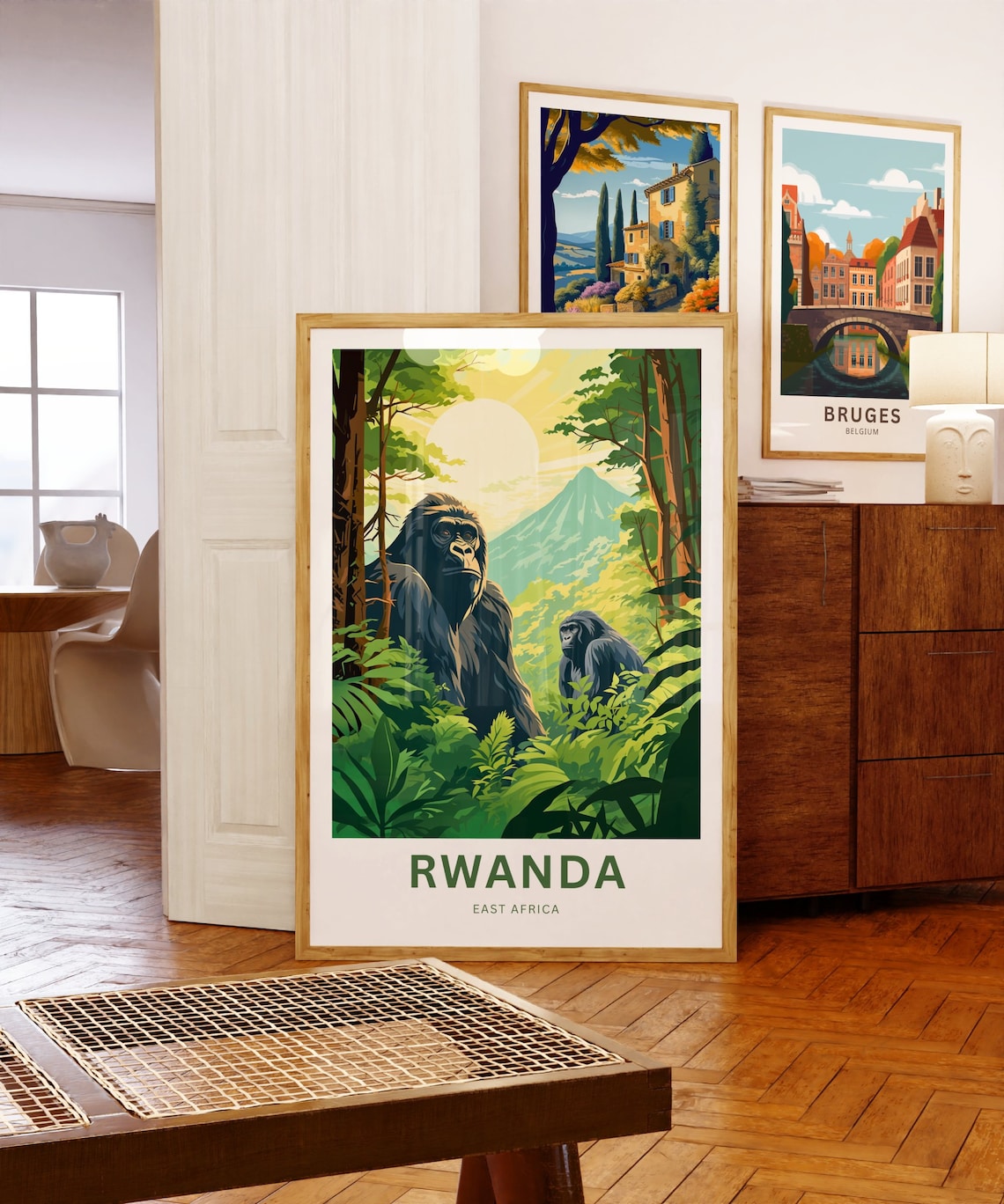 Rwanda East Africa Mountain Gorillas Volcano Misty Jungle Poster - Image 5