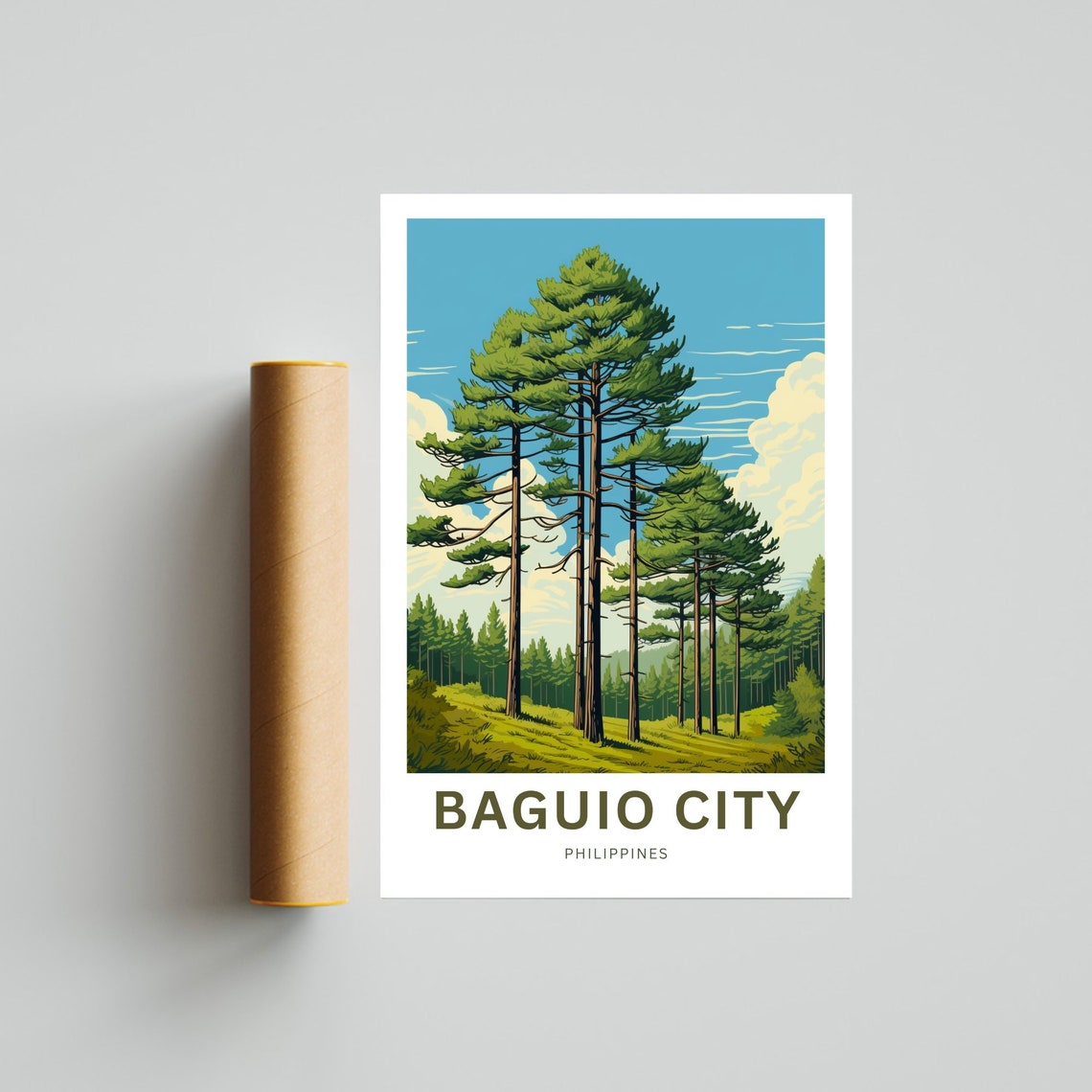 Baguio City Philippines Tall Pine Trees Forest Travel Poster - Image 4
