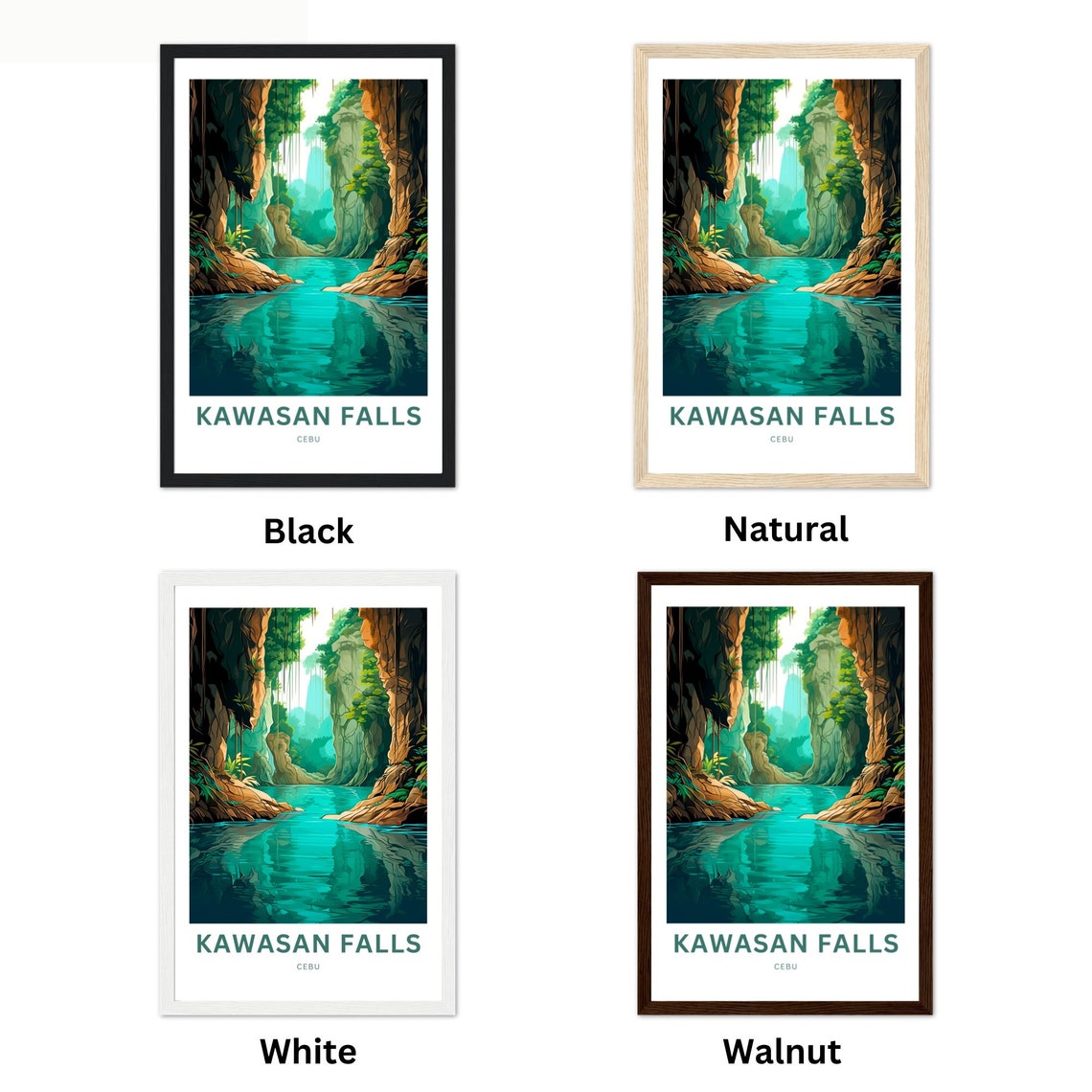 Kawasan Falls Cebu Turquoise Canyon River Personalized Art Poster - Image 2