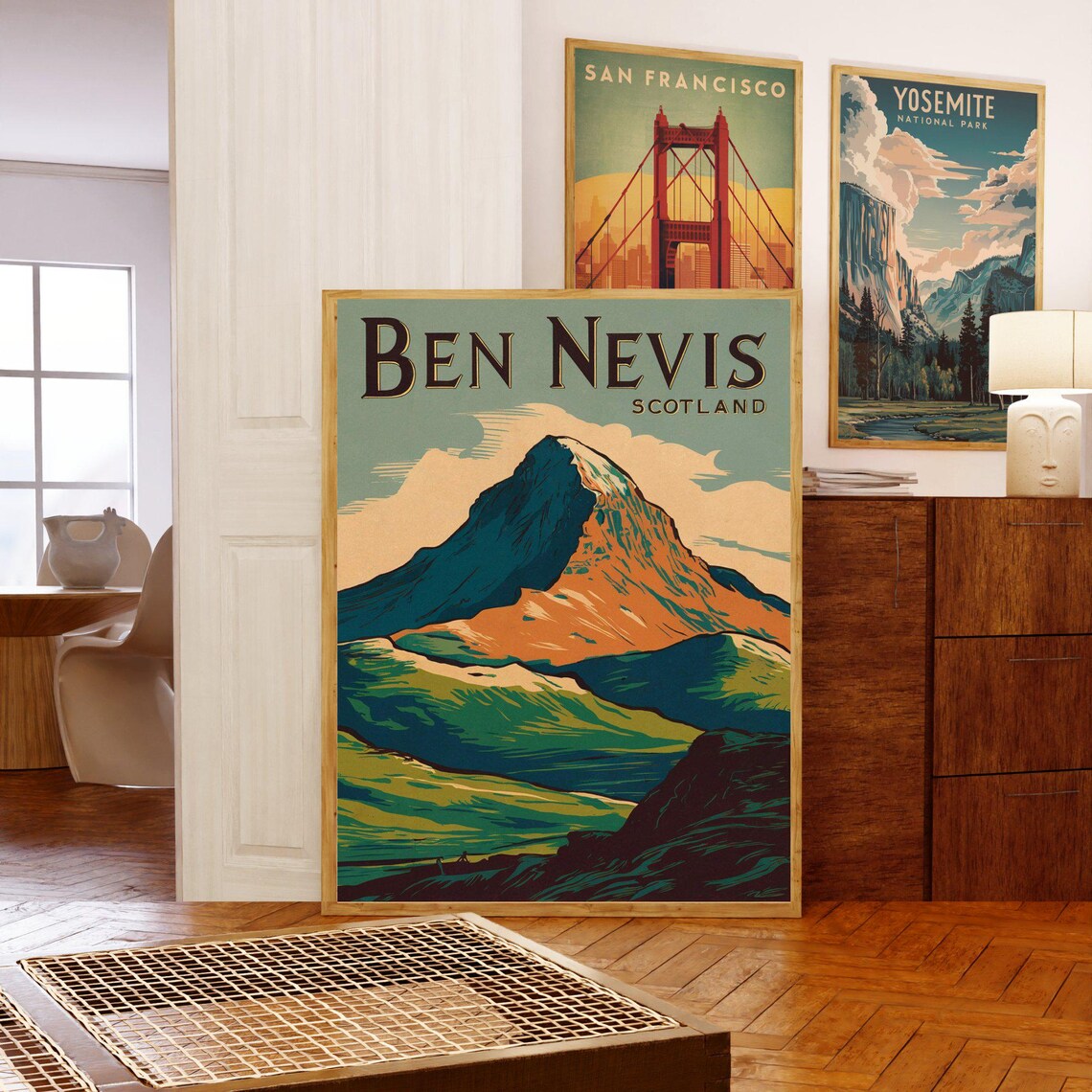 Ben Nevis Scotland Retro Peak Highland Landscape Vintage Poster Art - Image 3