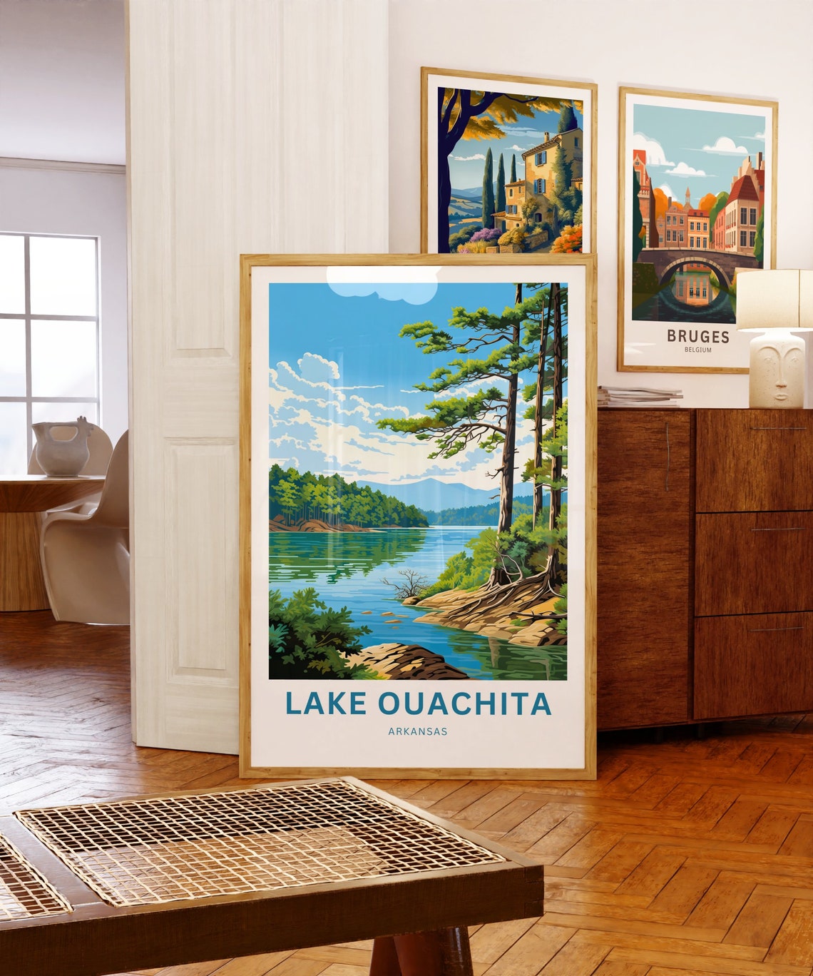 Lake Ouachita Arkansas Tall Pine Trees Lakeside View Travel Poster - Image 5