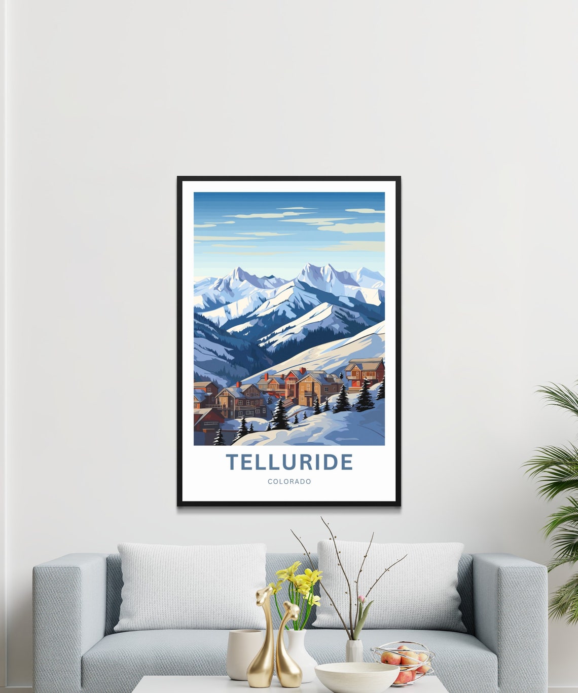Telluride Colorado Ski Village Snowy Peak Mountain Travel Poster - Image 3