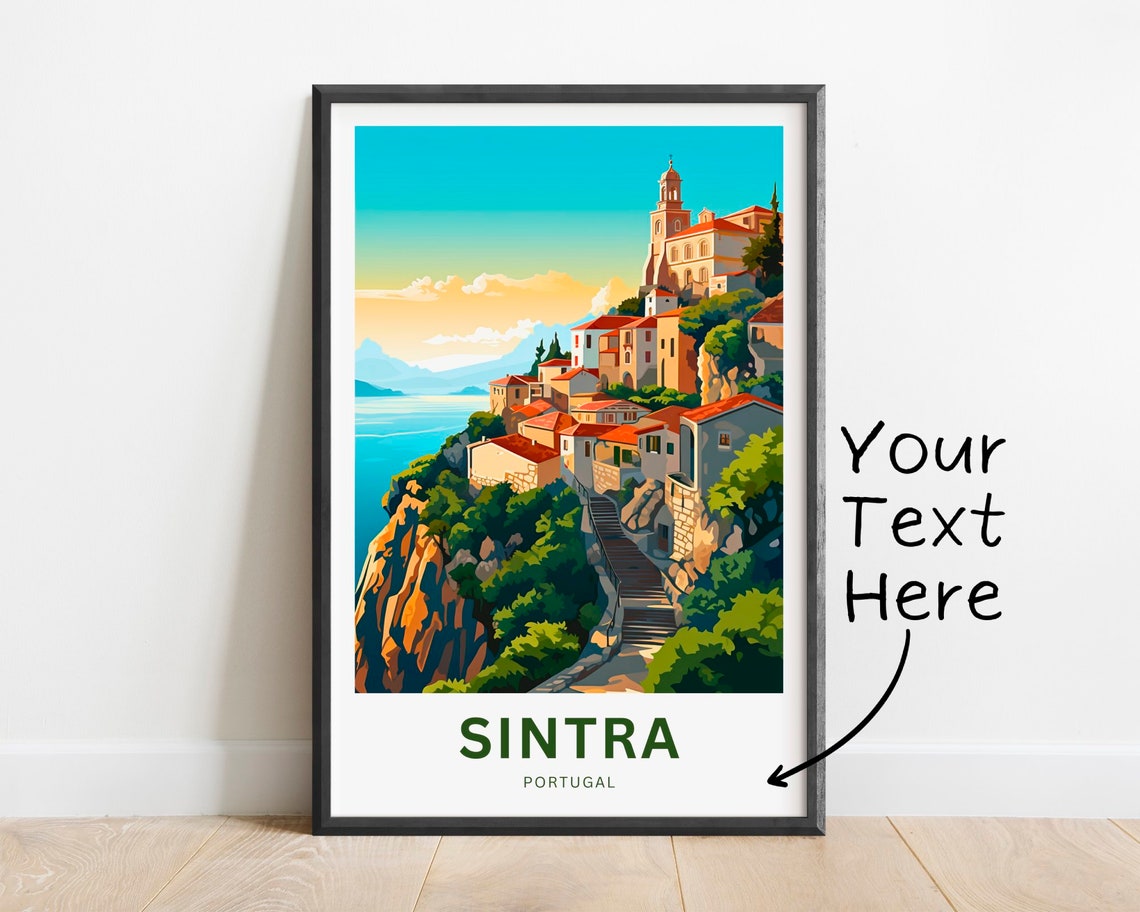 Sintra Portugal Coastal Village Personalized Custom Text Travel Poster