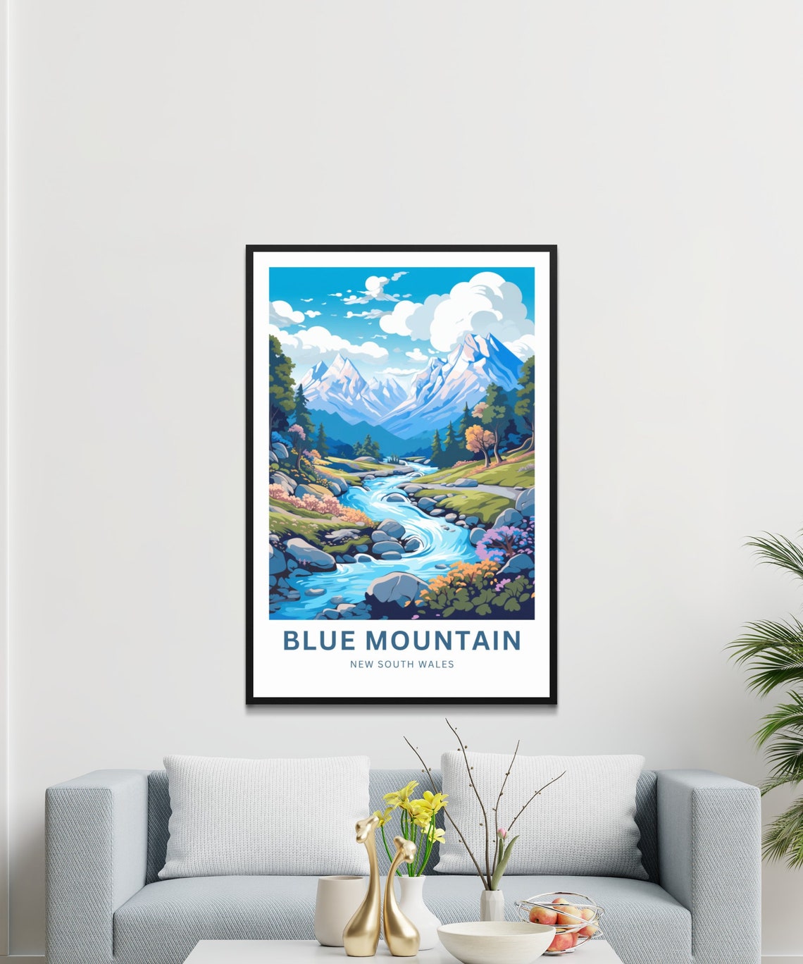 Blue Mountain New South Wales Snow Peaks Alpine River Poster - Image 3