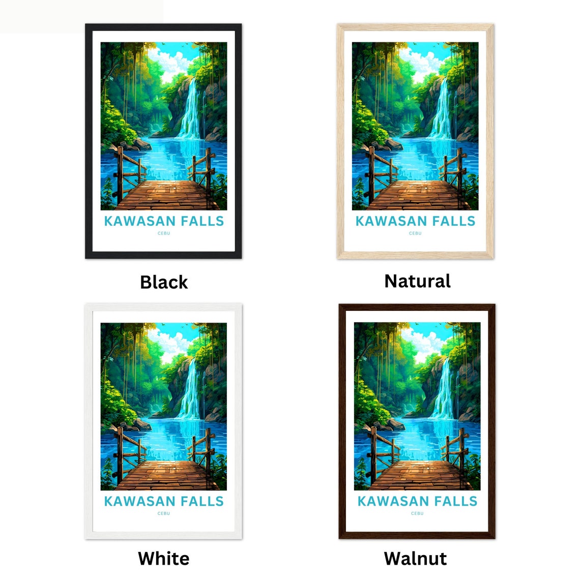 Kawasan Falls Cebu Wooden Dock Waterfall Lake Tropical Art Poster - Image 2