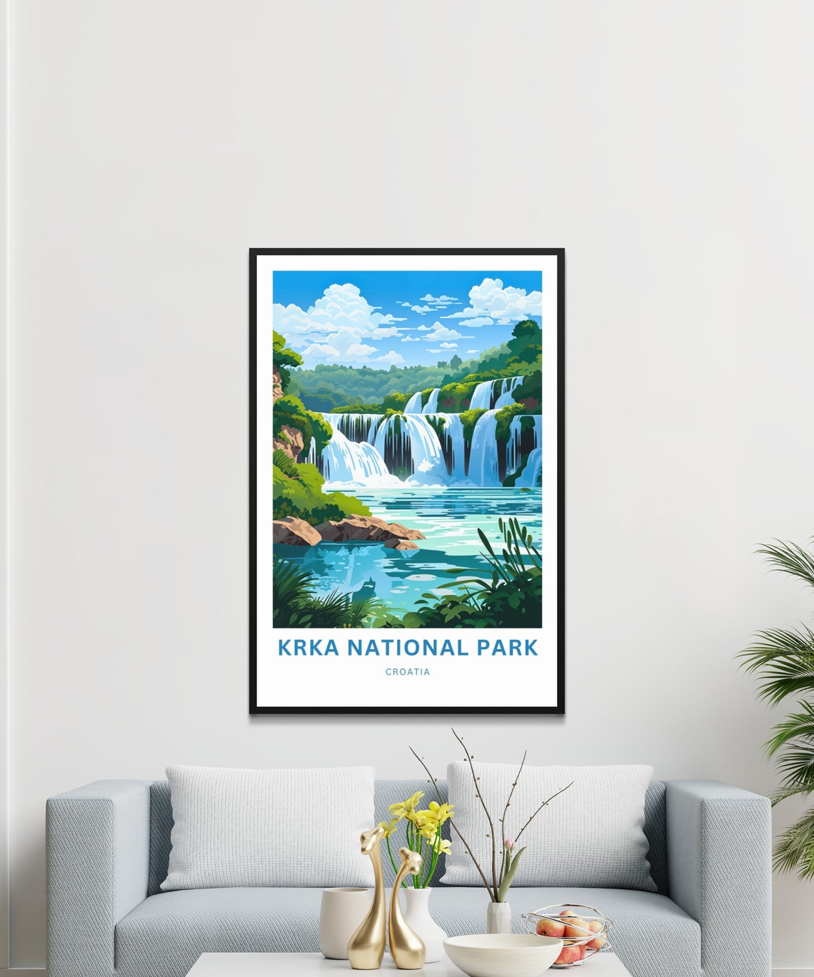 Personalized Krka Croatia Waterfall Cascades Travel Poster Gift Art - Image 3