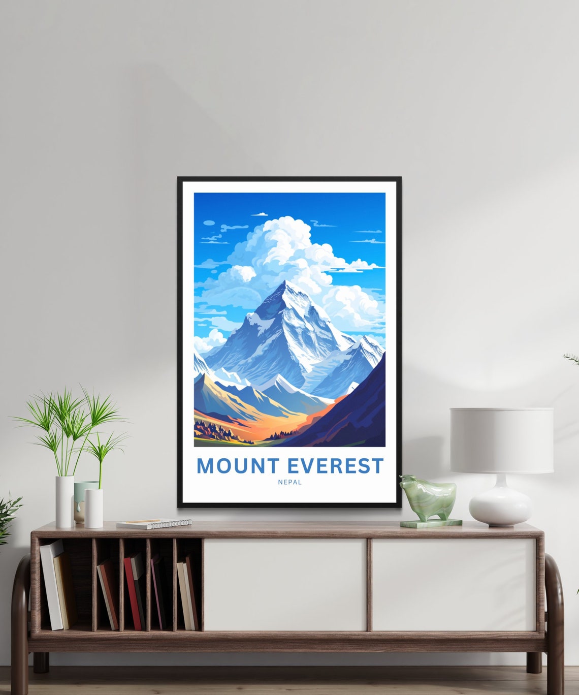 Mount Everest Nepal Snowy Summit Peaks Custom Text Travel Poster - Image 2