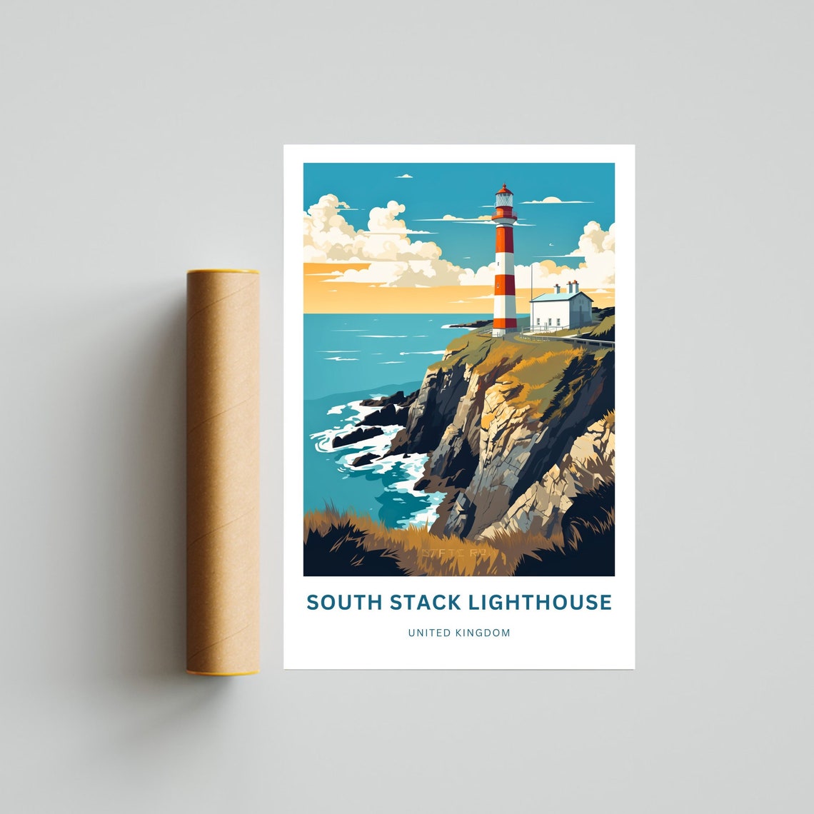 South Stack Lighthouse United Kingdom Cliff Coast Travel Poster - Image 4