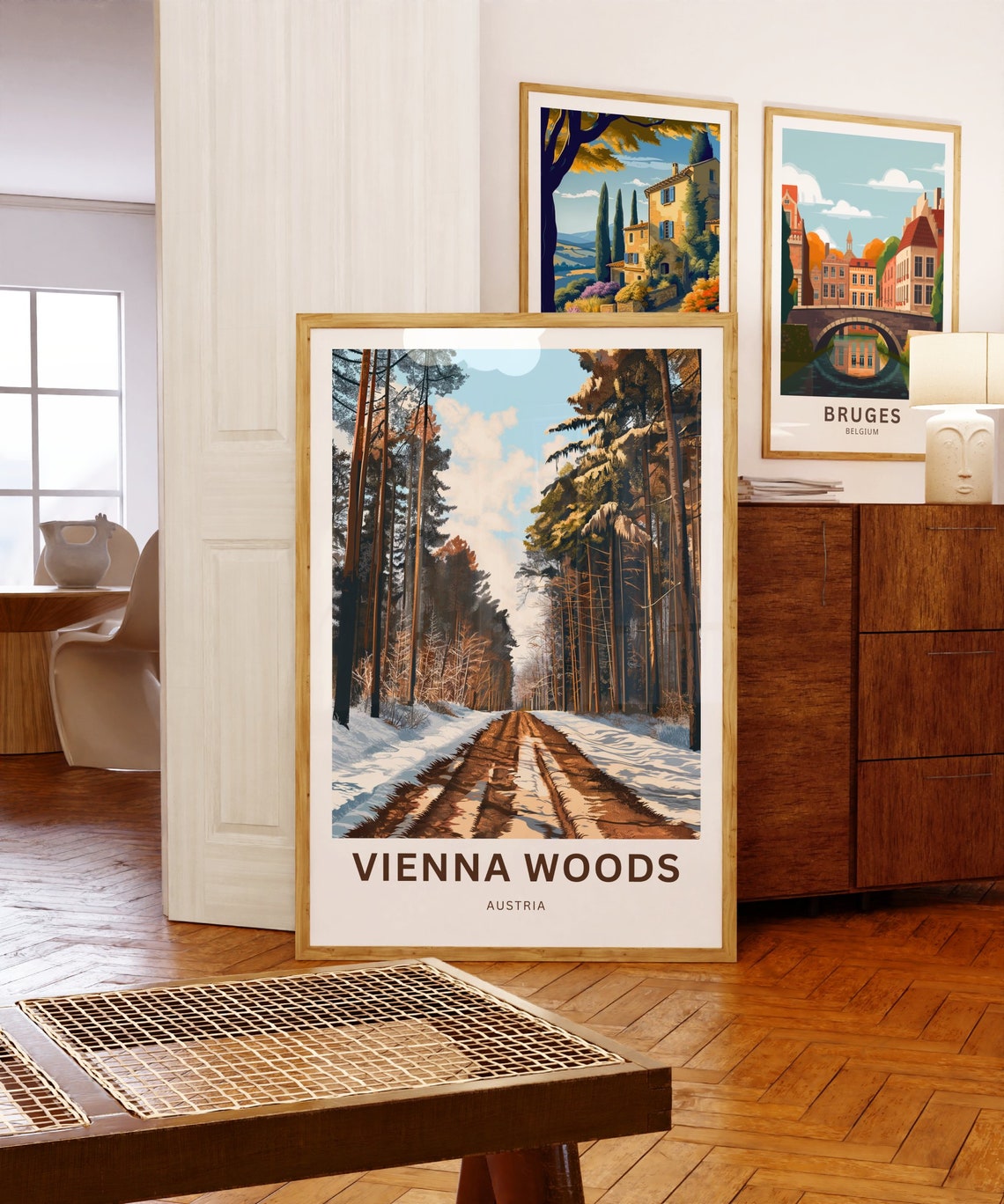 Personalized Vienna Woods Sunlit Winter Trail Custom Name Poster - Image 3