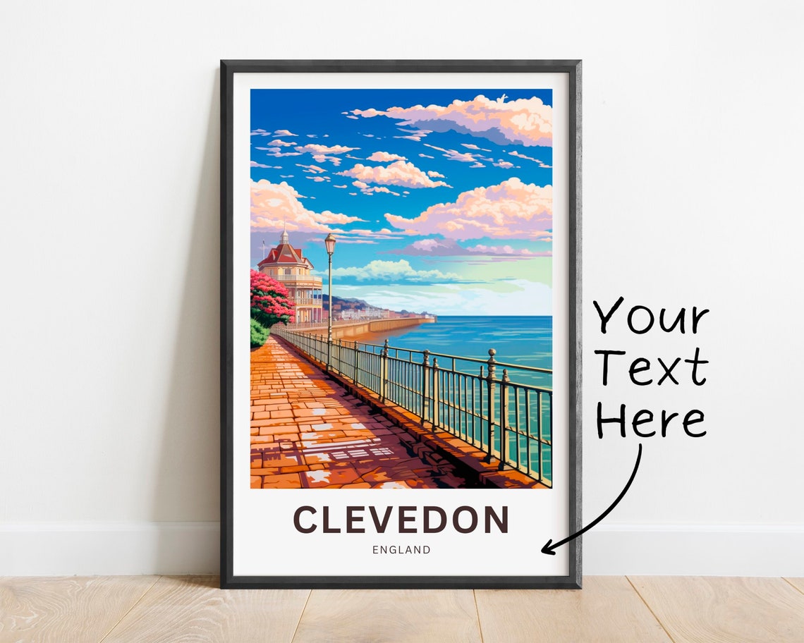 Clevedon England Seafront Promenade Sunset Sky Coastal Walk Poster