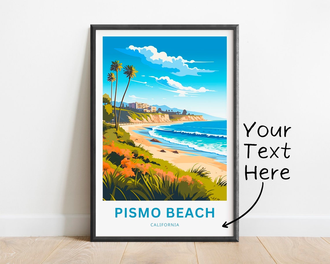 Personalized Pismo Beach California Palm Coast Custom Travel Poster