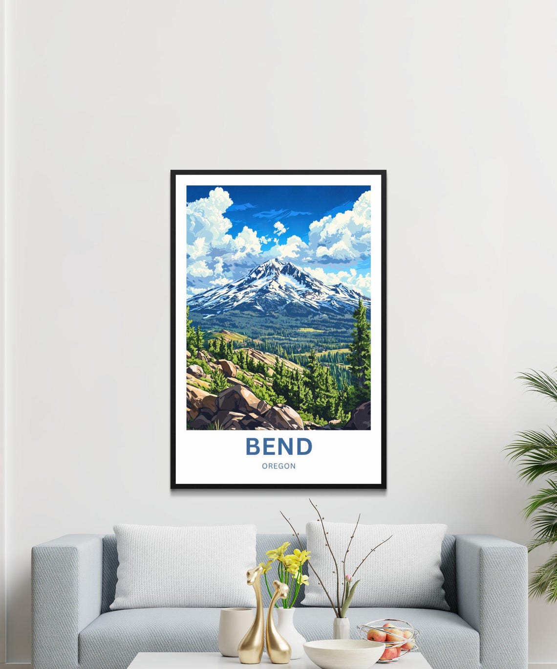 Bend Oregon Rugged Rocky Ridge Forest Mountain View Travel Poster - Image 4