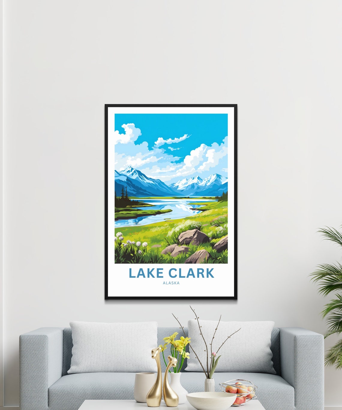 Lake Clark Alaska Meadow Lake Wilderness Personalized Poster - Image 3