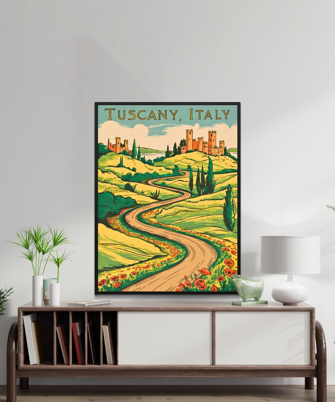 Tuscany Italy Winding Country Road Poppies Castle Hill Poster - Image 2