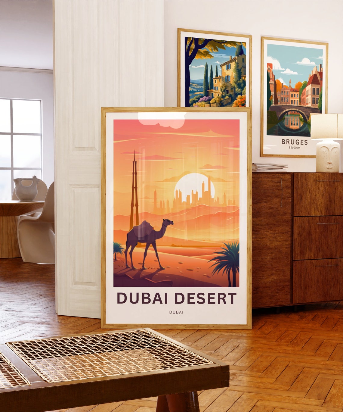 Personalized Dubai Desert Camel at Sunset Travel Poster Gift - Image 5