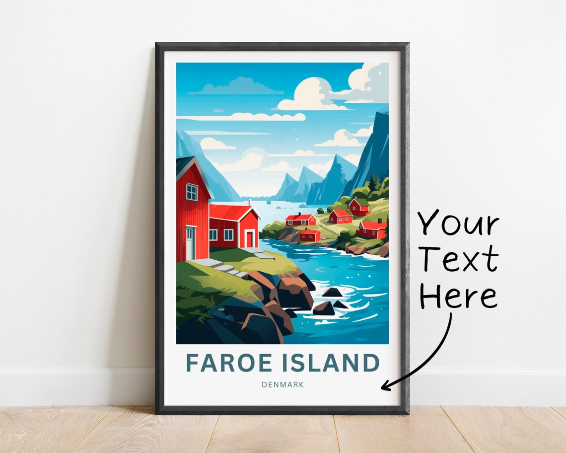 Faroe Island Denmark Rocky Shore Fjord Personalized Travel Poster