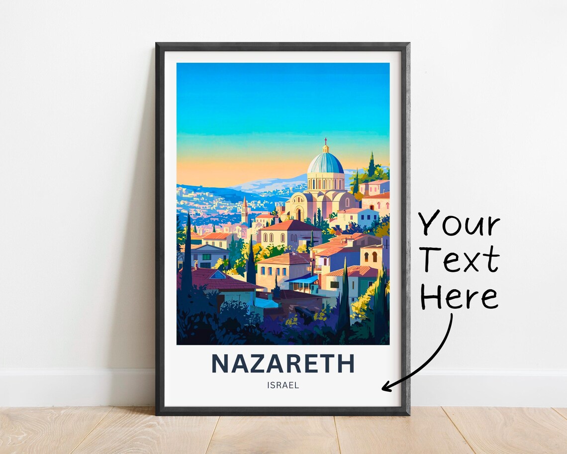 Nazareth Israel Old City Domed Church Skyline View Travel Poster - Image 2