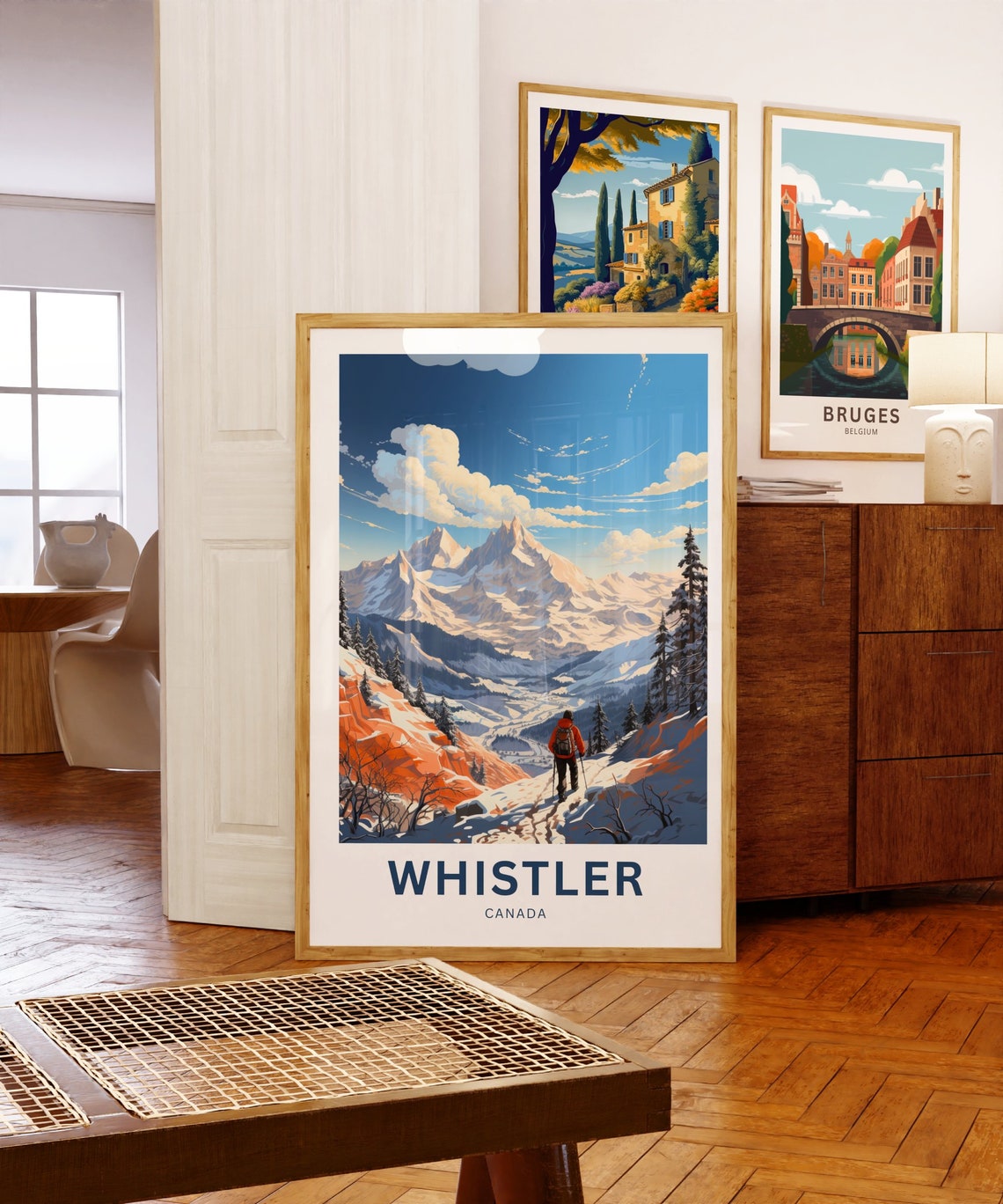 Personalized Whistler Canada Hiker Snowy Mountain Peaks Travel Poster - Image 5