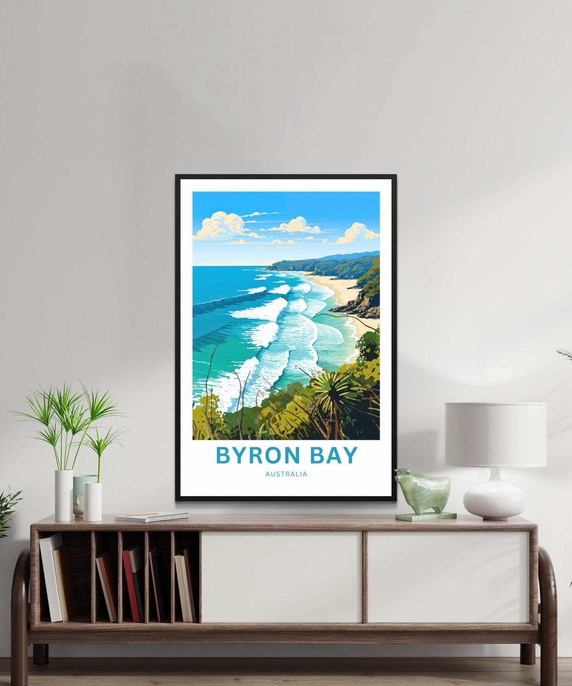 Byron Bay Australia Surf Beach Aerial Coastline Custom Text Poster - Image 2