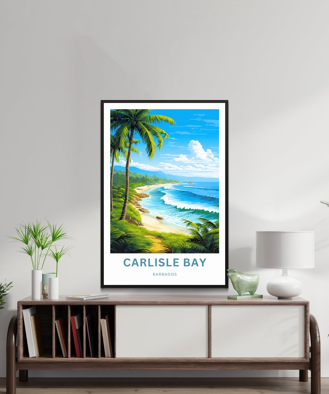 Carlisle Bay Barbados Tropical Palm Beach Vintage Travel Poster - Image 2