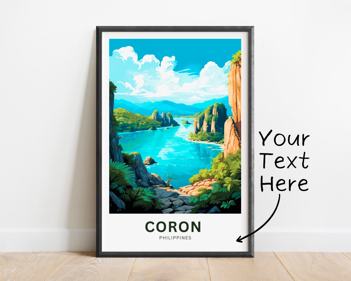 Coron Philippines Personalized Tropical Lagoon Travel Poster
