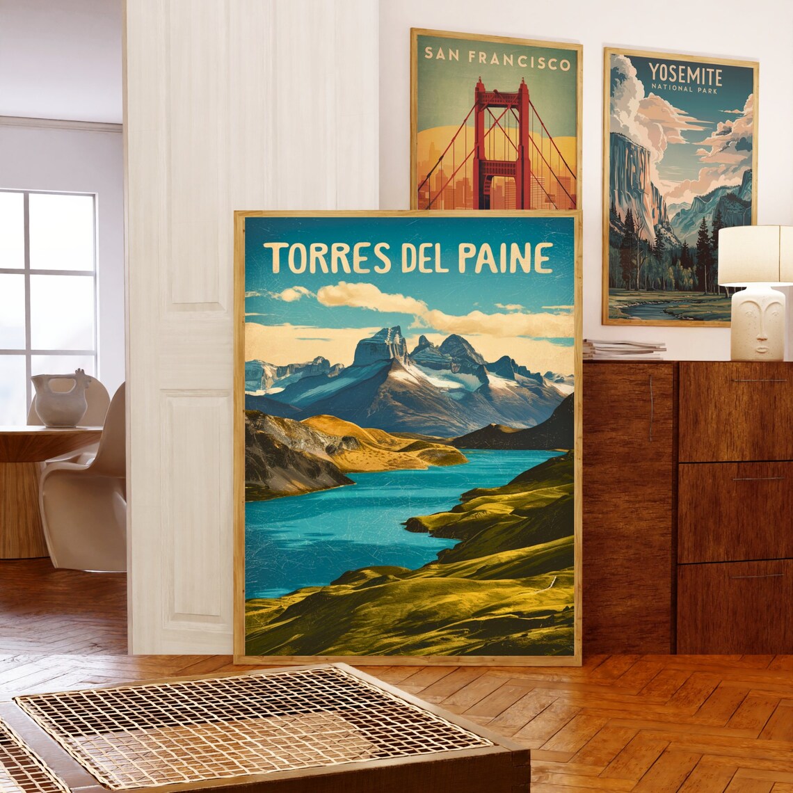 Torres Del Paine Patagonia Mountains Lake Vintage Travel Poster - Image 5