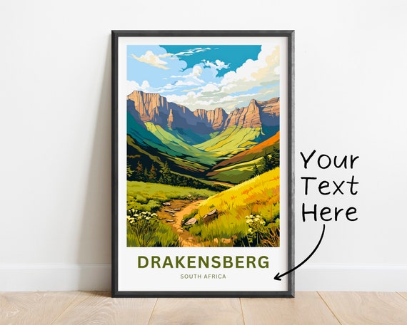 Personalized Drakensberg Travel Print Drakensberg Poster South Africa Wall Art Framed Present Gift South Africa Present
