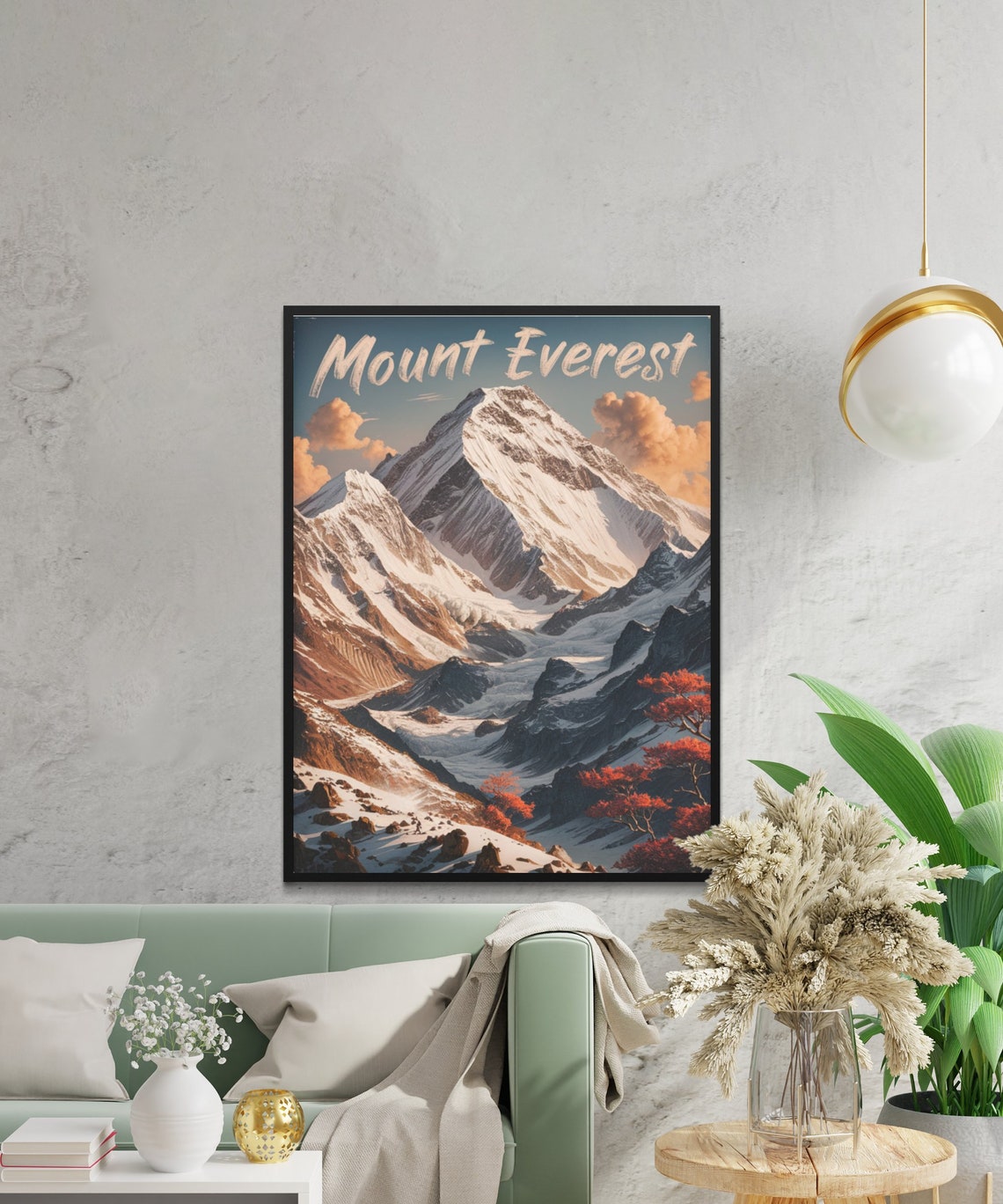 Mount Everest Autumn Maple Trees Snow Summit Clouds Vintage Poster - Image 2