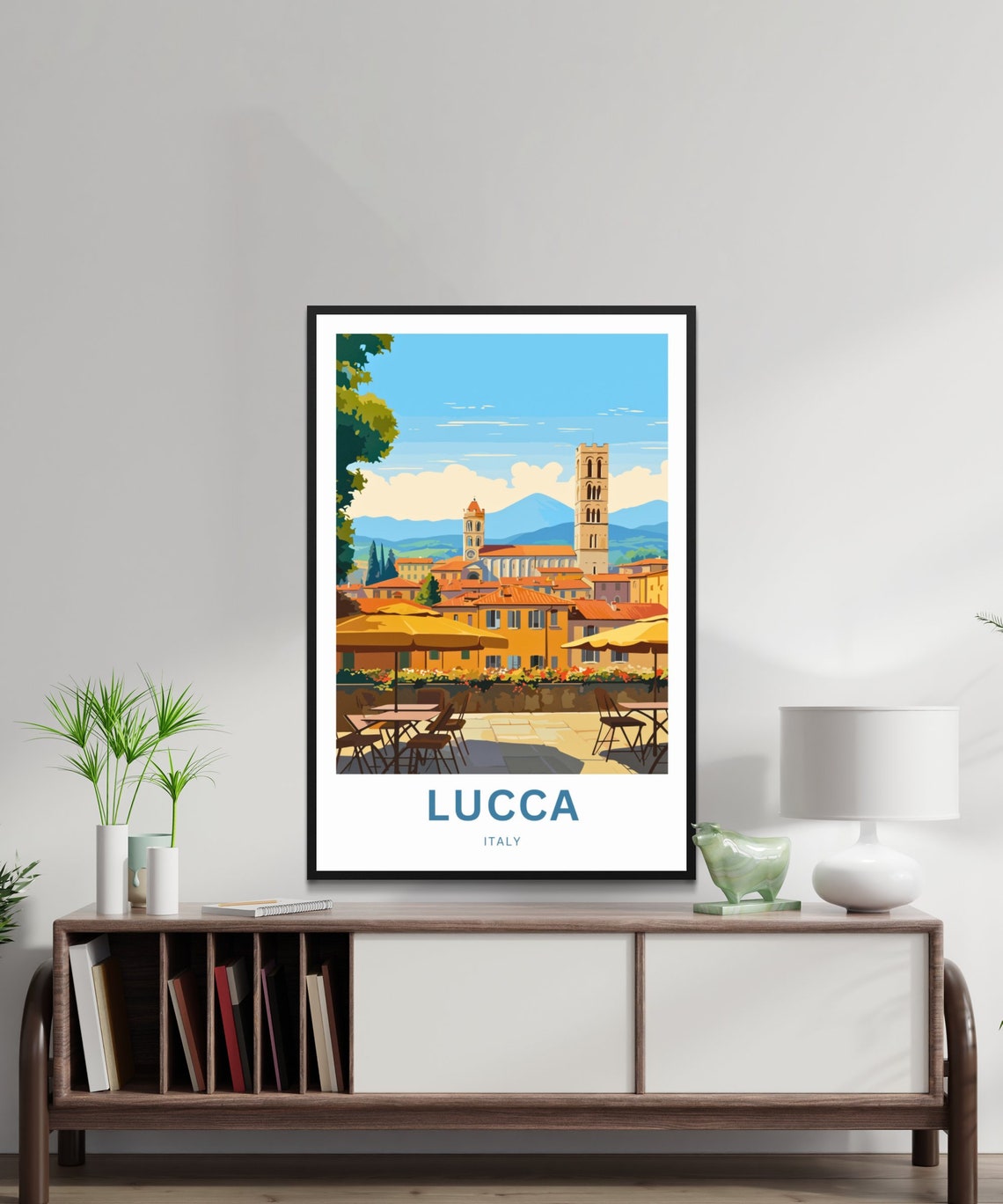 Lucca Italy Rooftop Cafe Terrace Terracotta Cityscape Poster - Image 2