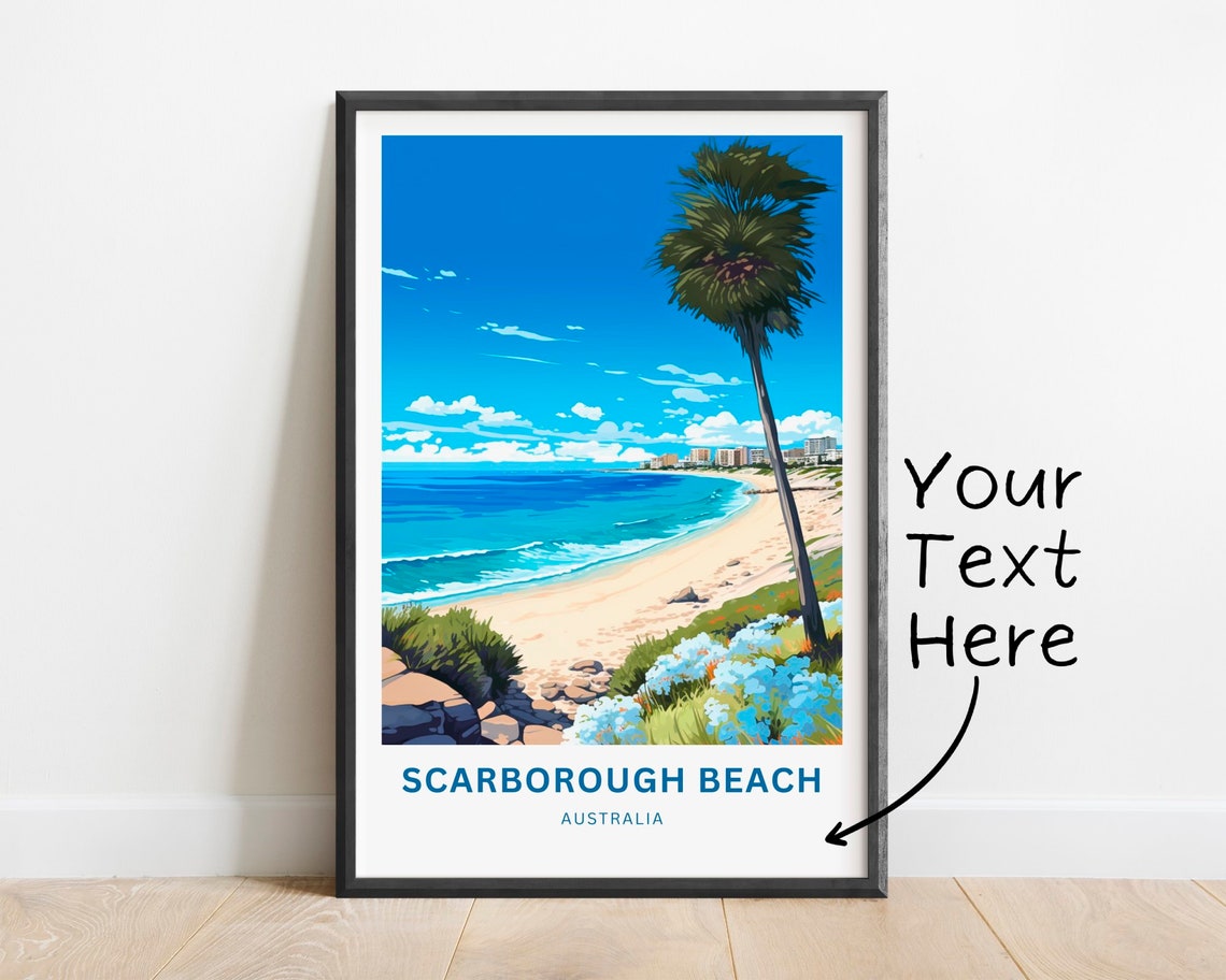 Personalized Scarborough Beach Australia Palm Tree Travel Poster