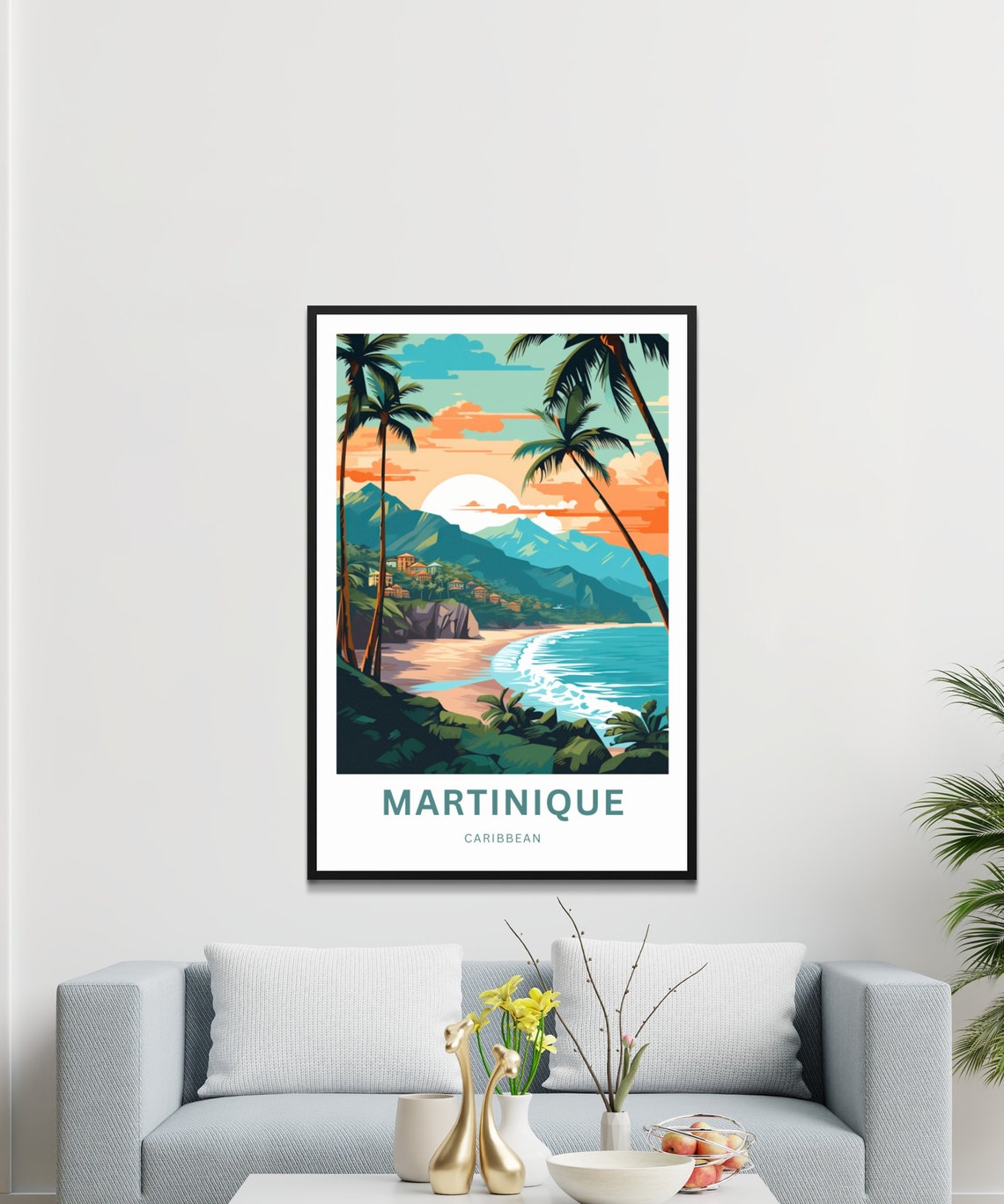Personalized Martinique Travel Print Martinique Poster Caribbean Wall Art Framed Present Gift Caribbean Present - Image 3