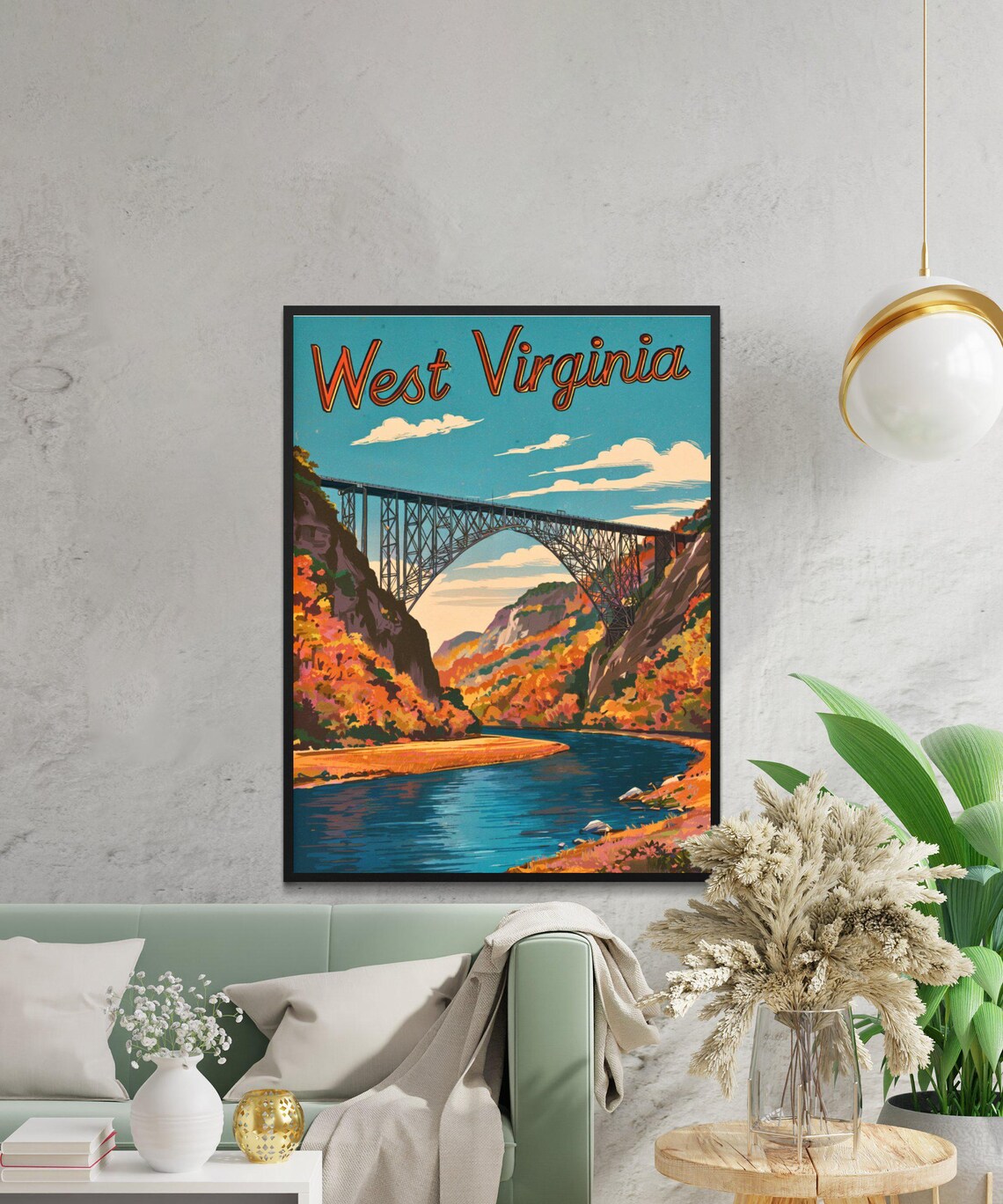 West Virginia New River Gorge Bridge In Glowing Autumn Colors Poster - Image 3