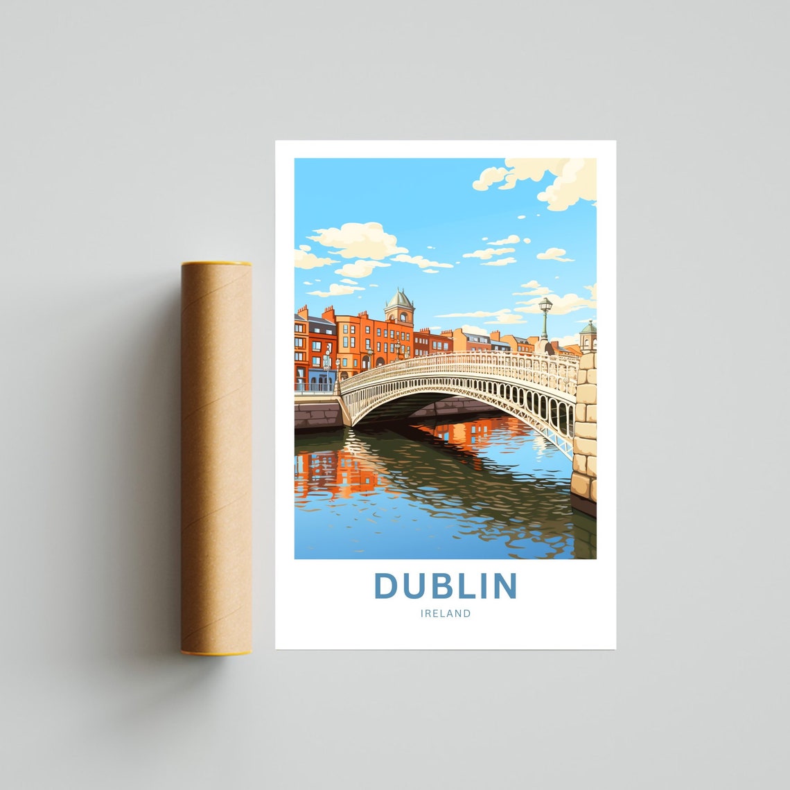Personalized Dublin Ireland Hapenny Bridge River Warm Poster - Image 4