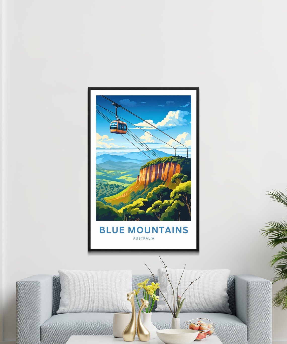 Blue Mountains Australia Cable Car Valley Views Travel Poster - Image 3