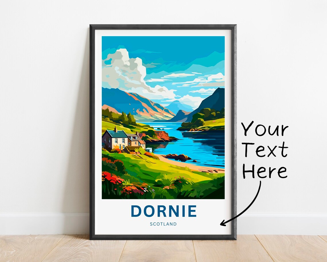 Personalized Dornie Scotland Loch Side Cottage Green Hills Poster